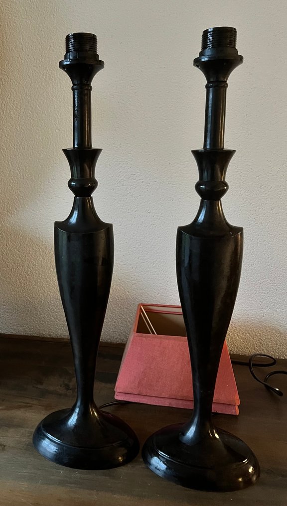 檯燈 (2) - 经典款 XL 烛台台灯，黑色/棕色金属 - Metaalsoort - 法国优雅 #1.0