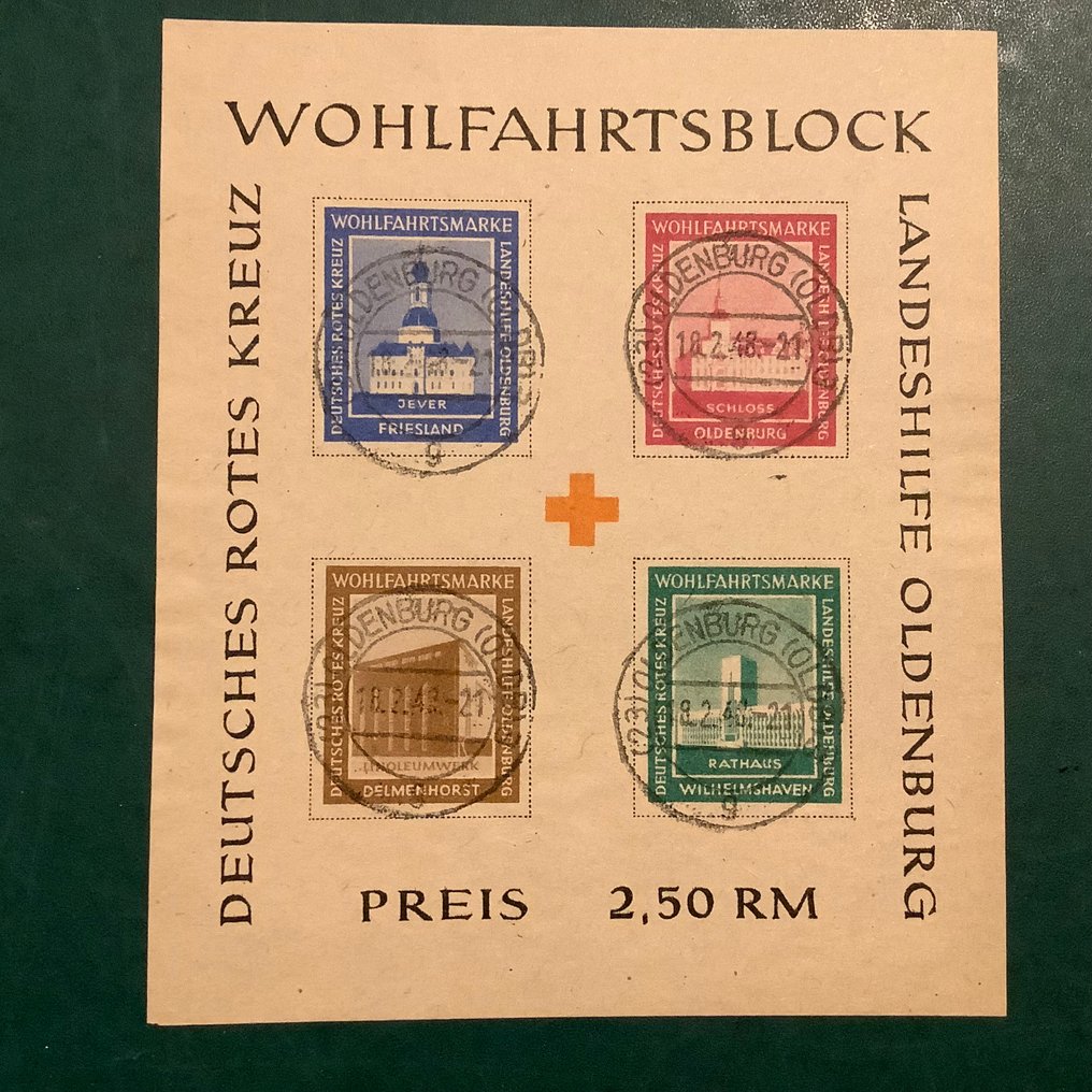 德国 - 本地邮政区 1945/1946 - 奥尔登堡：风景块 - Michel blok II #1.0