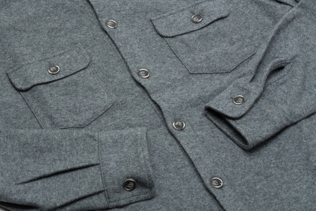 FEDELI CASHMERE RRP 1300€ Gray Oveshirt Jacket 100% Cashmere Flannel - 56 IT - Casaco - New with tags #4.3