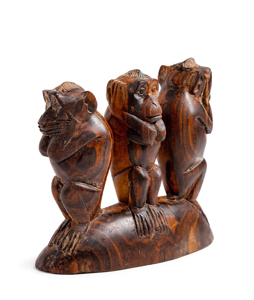 Χειροποίητο Βανιανικό ξυλόγλυπτο αγαλματίδιο «Ακούει, Βλέπει και Σιωπά», από coromandelhout - Ινδονησία  (χωρίς τιμή ασφαλείας) #2.1