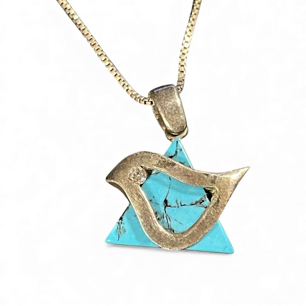 Sem preço de reserva - Colar com pingente Prata Turquesa #1.0