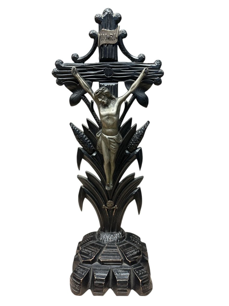  Feszület - Fa, Fém - 1850-1900 - 40 cm  #1.0