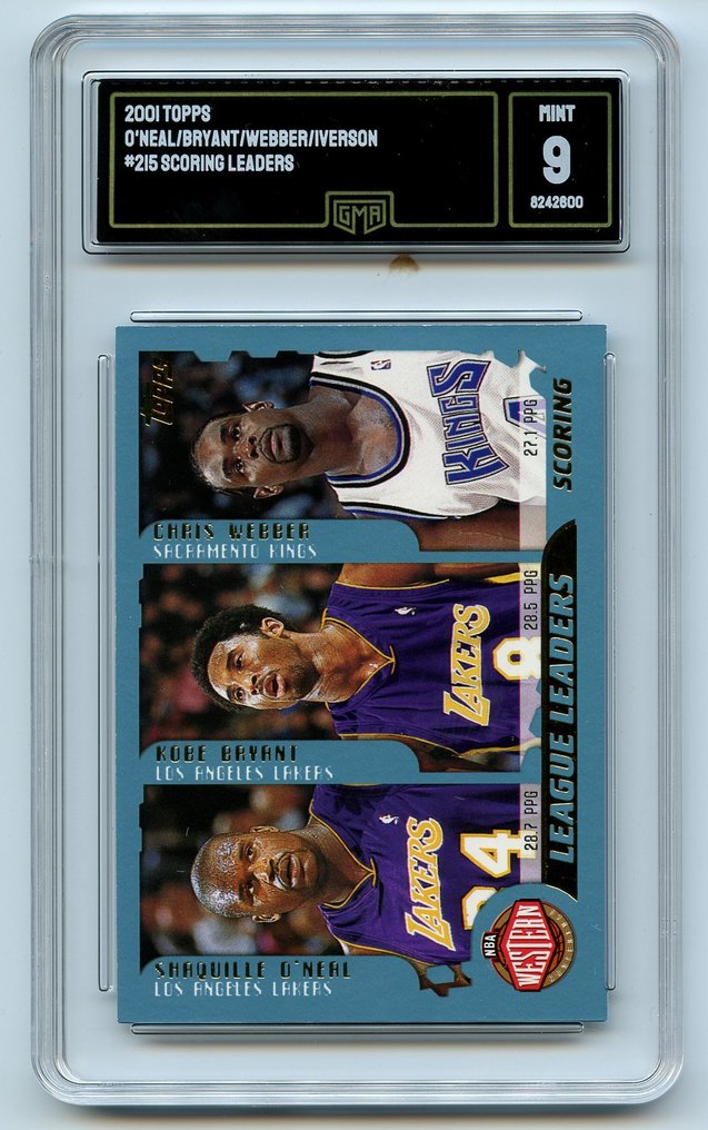 Topps Lot - 2000 Bryant/Miller - Second Coming GMA 8 & 2001 O'Neal/Kobe/iverson... GMA 9 Kobe Bryant - 2 Card - Mint (M) #4.3