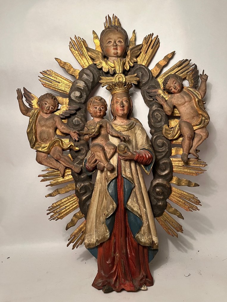 Ξυλόγλυπτο - Μαρία με το Θείο Βρέφος - 50 εκ. - Αντίκες - Ξύλο - 18ος αιώνας #1.0