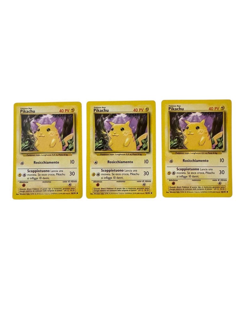 Pokémon - 3 Card - Pikachu 58/102 - WOTC #1.0