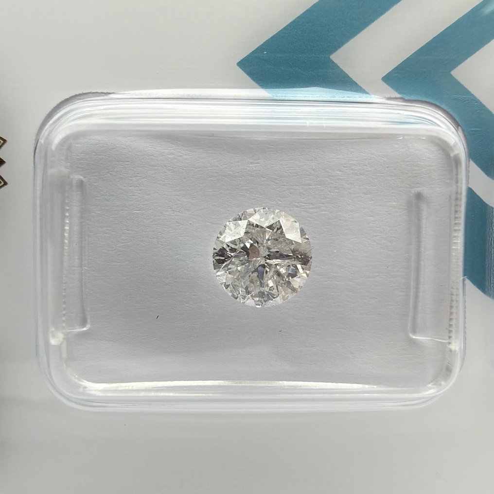 Fără preț de rezervă - 1 pcs Diamant  (Natural)  - 0.98 ct - Rotund - G - I2 - IGI (Institutul gemologic internațional) #3.2