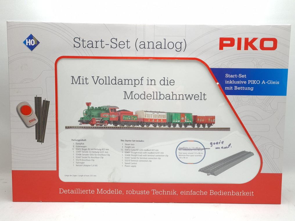 Piko H0 - 57081 - Startset (1) - Kersttrein met stoomlocomotief met tender, wagons, railovaal en transformator in kerstthema #1.0