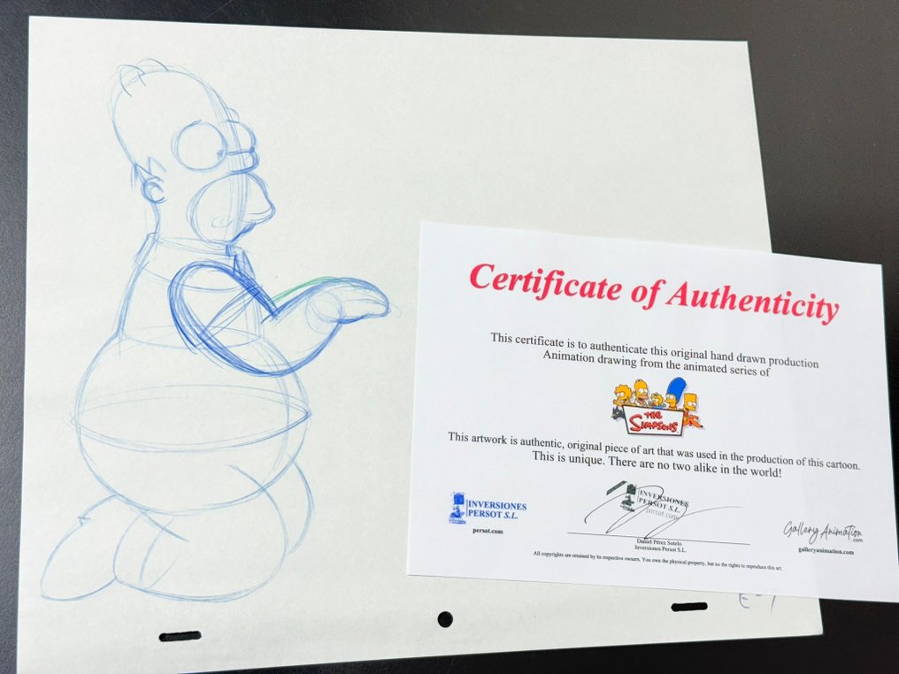 Gracie Films - Original Animation Drawing of Homer Simpson, certificated - The Simpsons #2.1