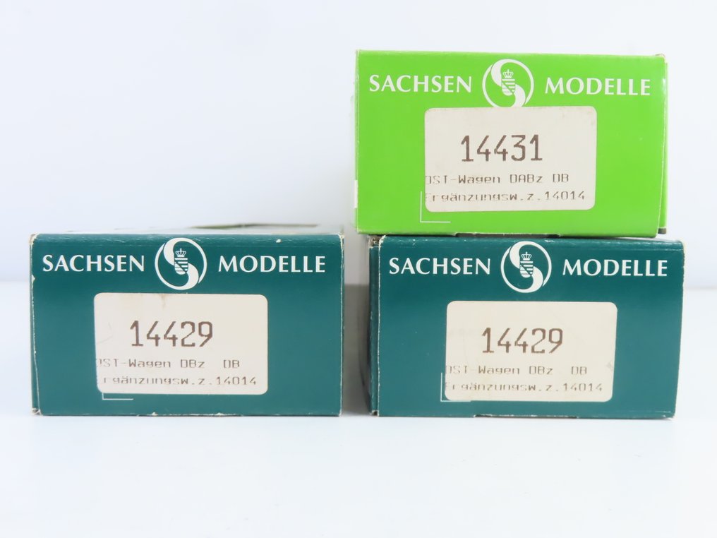 Sachsenmodelle H0轨 - 14429/14431 - 模型火车客运车厢 (3) - 3x 4节车厢 双层客车车厢 2等舱 - DB #2.1