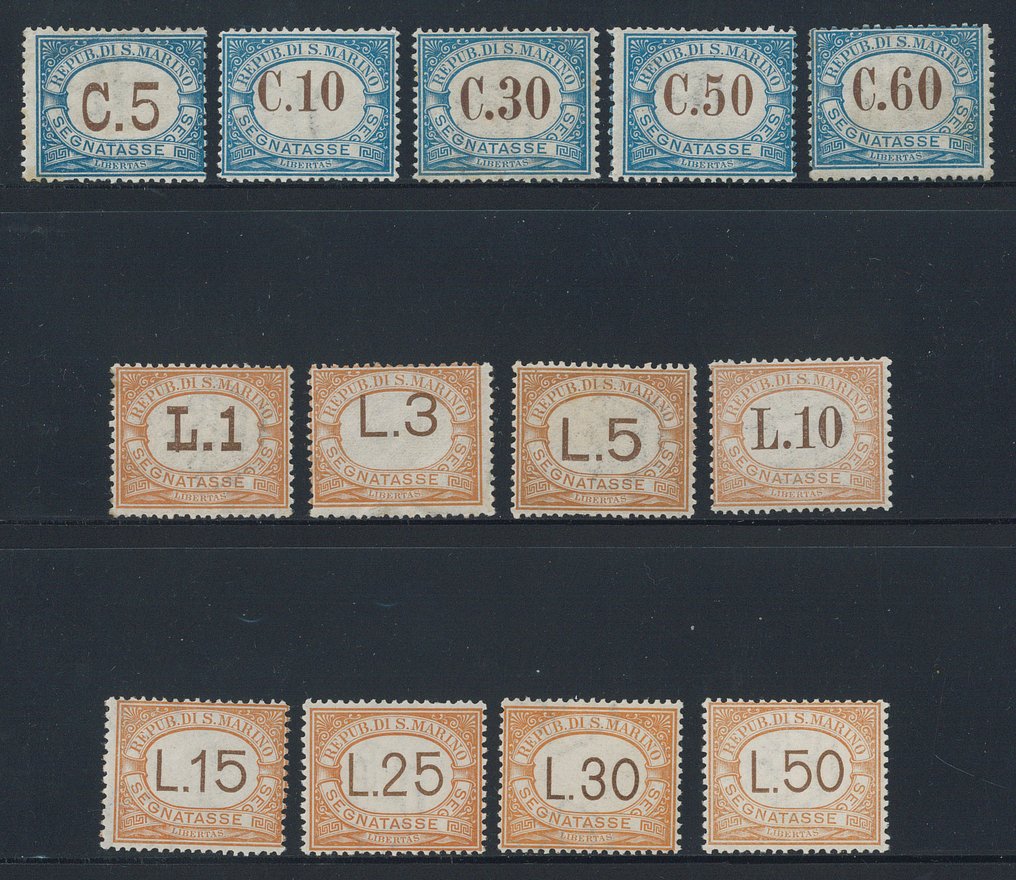 圣玛利诺  - Segnatasse，系列 cpl. 编号 19/31。 #1.0