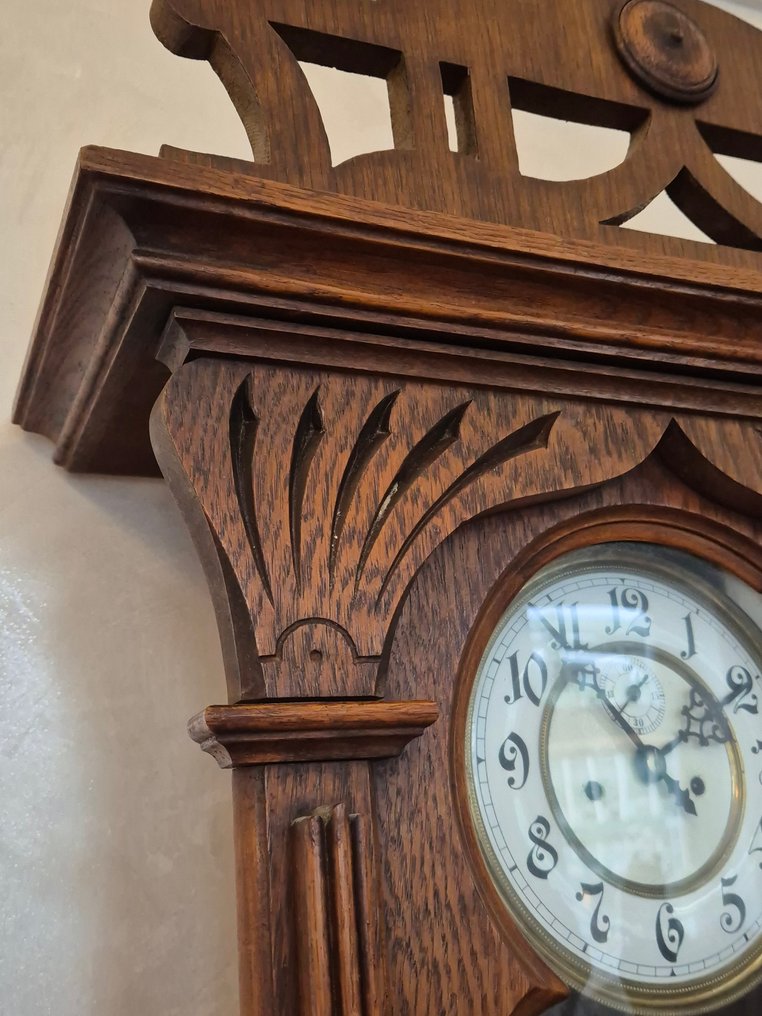 Ρολόι τοίχου -  Αρ Νουβό Ξύλο, Ορείχαλκος - 1850-1900 #2.1