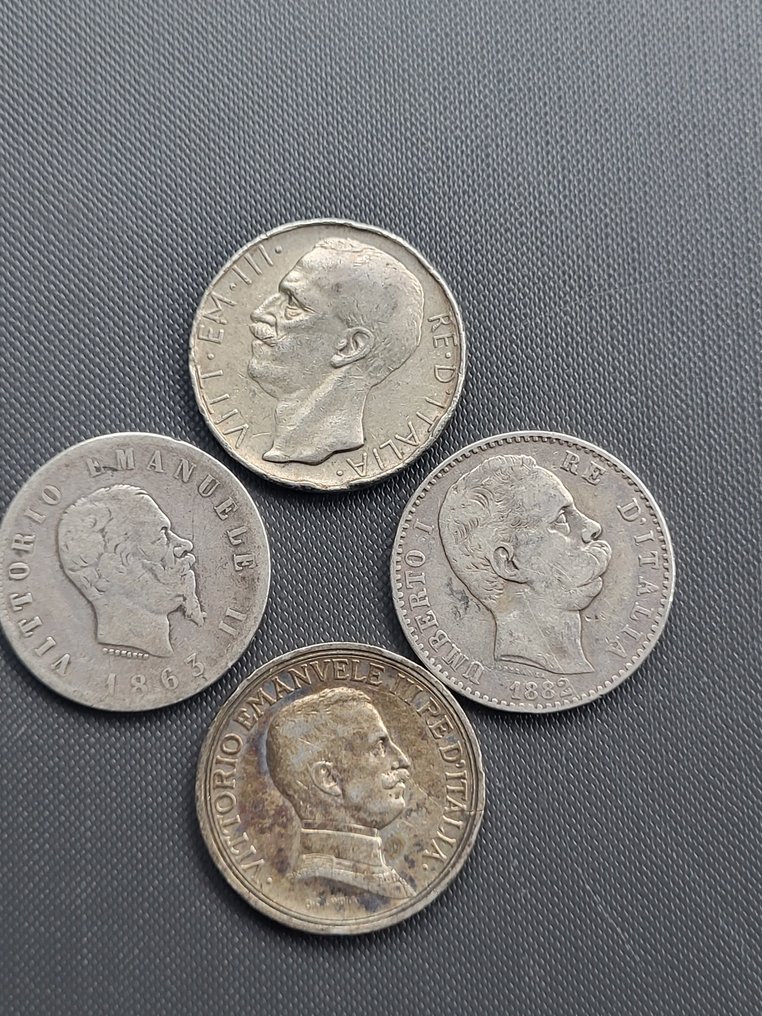 Ιταλία. Vittorio Emanuele III. Lotto 4 monete in argent  (χωρίς τιμή ασφαλείας) #1.0