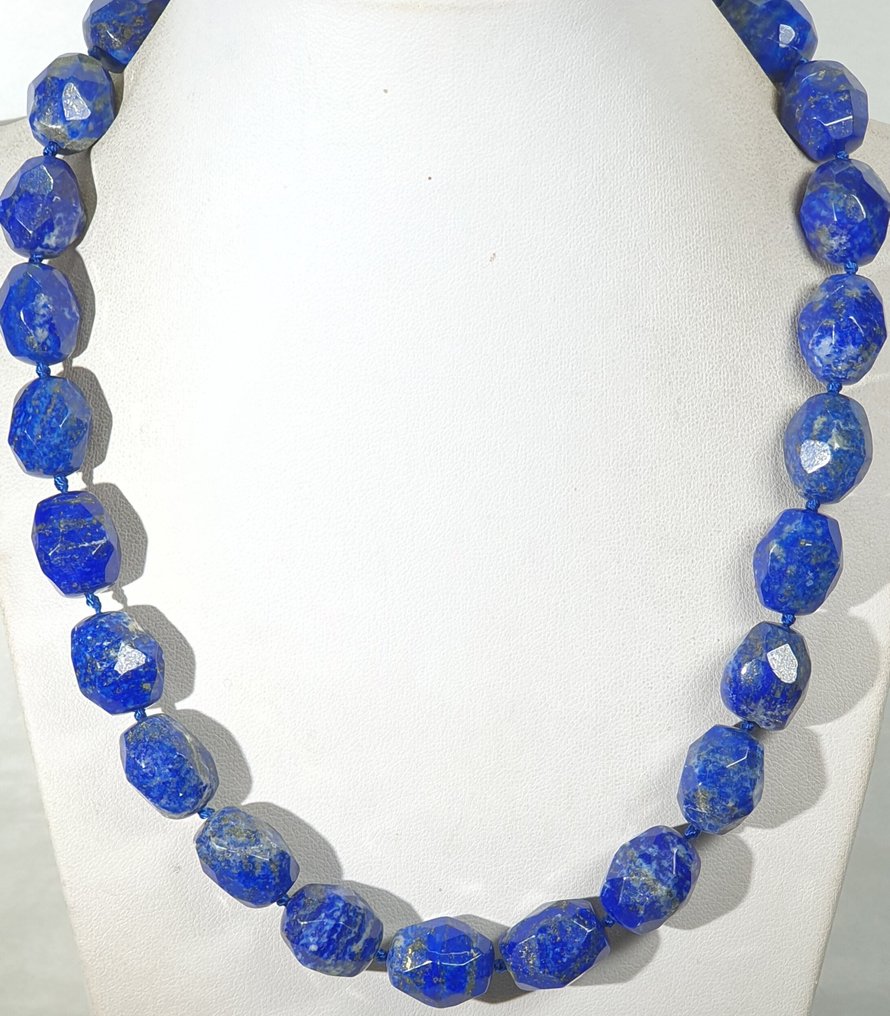 阿富汗天然青金石 - 和平、平静与安宁的象征 - 925纯银 - 非常特别 - 项链 #1.0