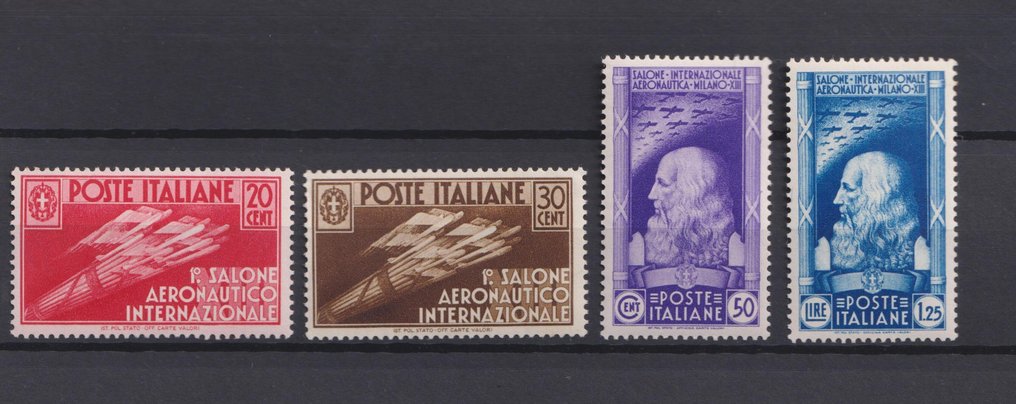 義大利王國 1935/1935 - 第1届国际航空展 MNH 认证 Raybaudi - Sassone n°384-387 #1.0