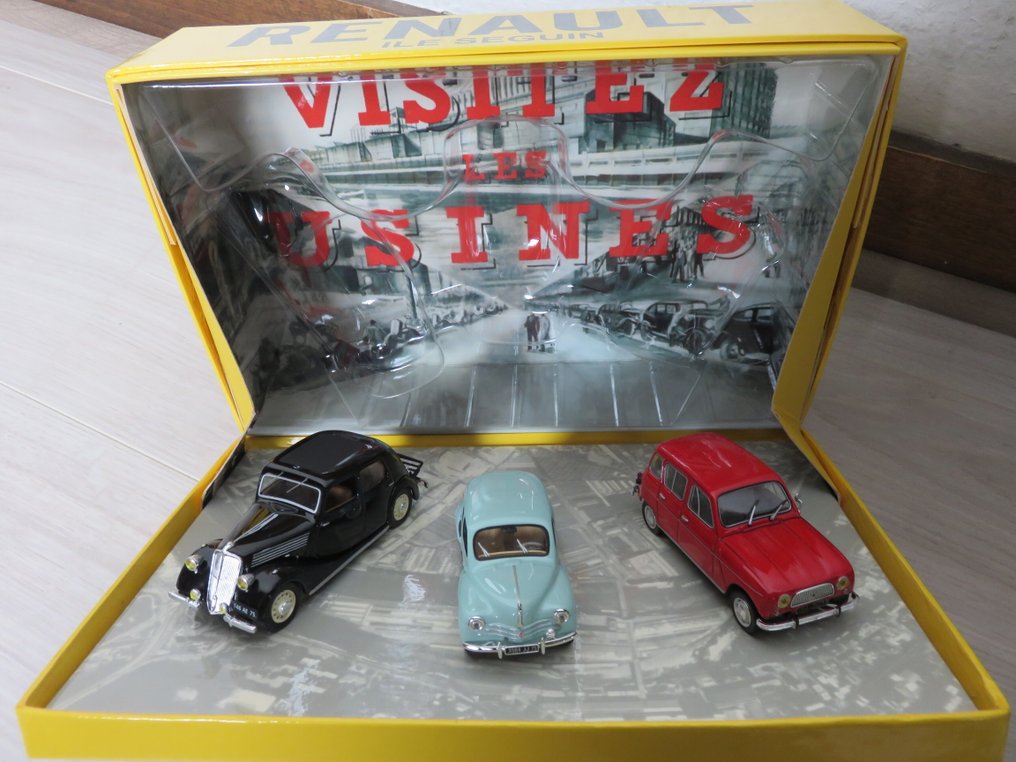 Norev 1:43 - Miniatura de sedan (8) - Coffret commémorant les 25 ans de l'usine Renault de Paris ile Seguin à travers 3 modèles de la - Com 5 figurinhas em escala: modelo único fora de comércio. #2.1