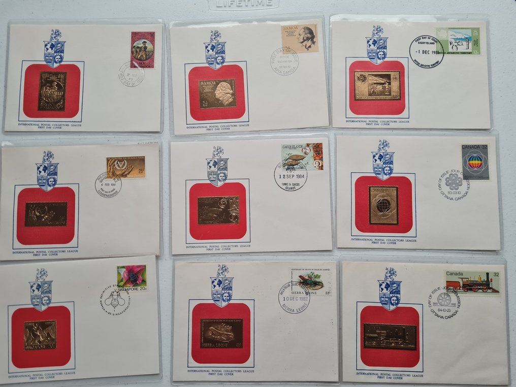 internacional  - Coleção de 70 capas com selos réplica de ouro. #1.0