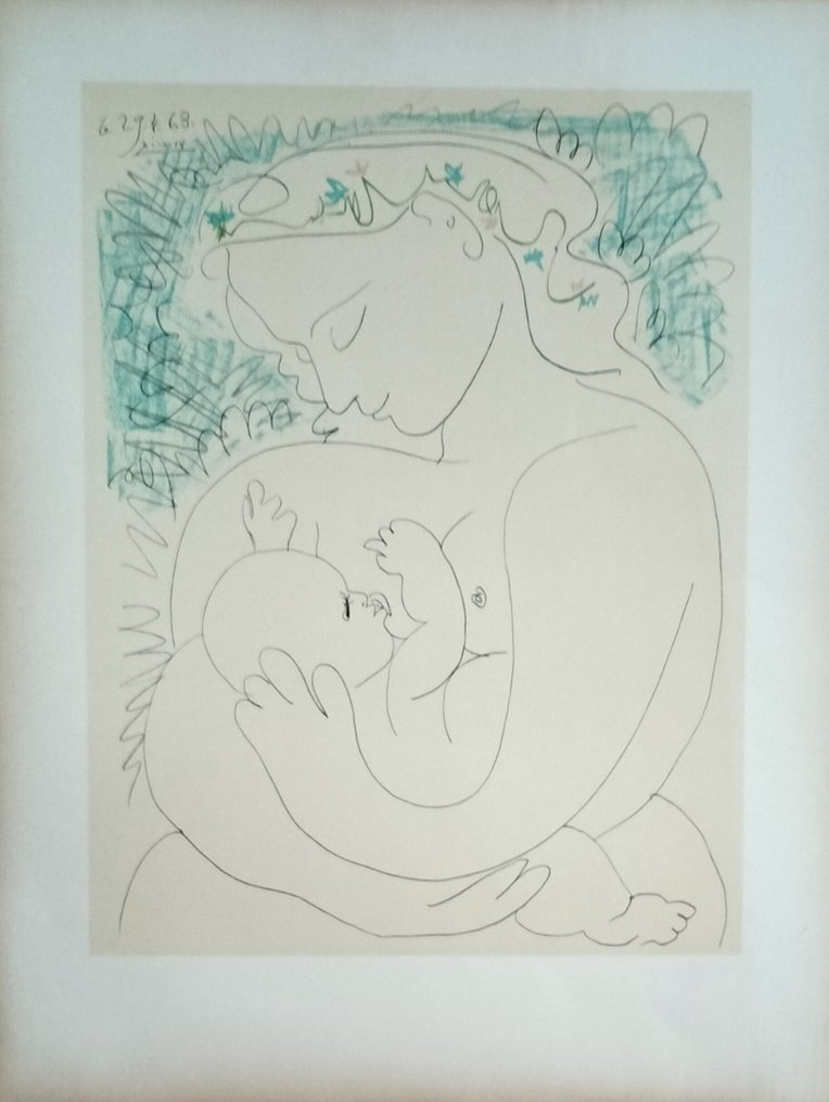 Pablo Picasso (after) - Γλυπτό, Maternité. - 65 cm - Χαρτί - 1968 #1.0