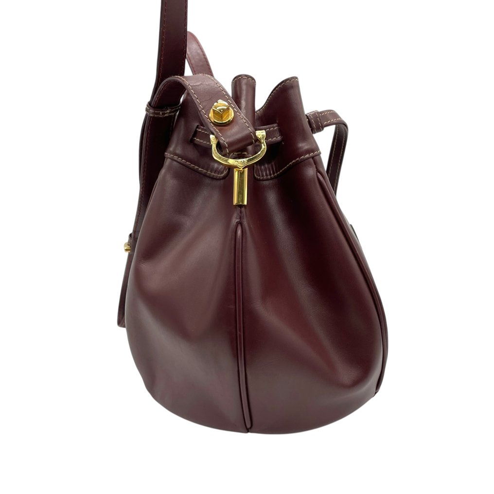 Cartier - Must de Cartier Drawstring Bucket Shoulder Bag Large Logo Leather - Shoulder bag #4.3