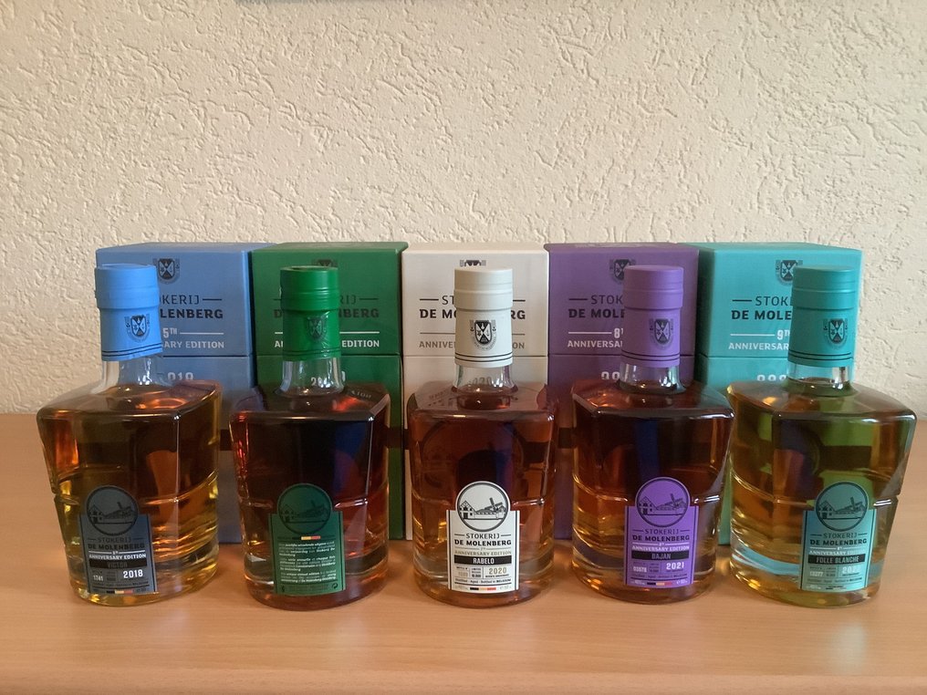 Gouden Carolus - Victor, Esmeralda, Rabelo, Bajan & Folle Blanche - 5th-9th Anniversary Edition 2018-2022 - Stokerij De Molenberg  - 50cl - 5 bottles #1.0