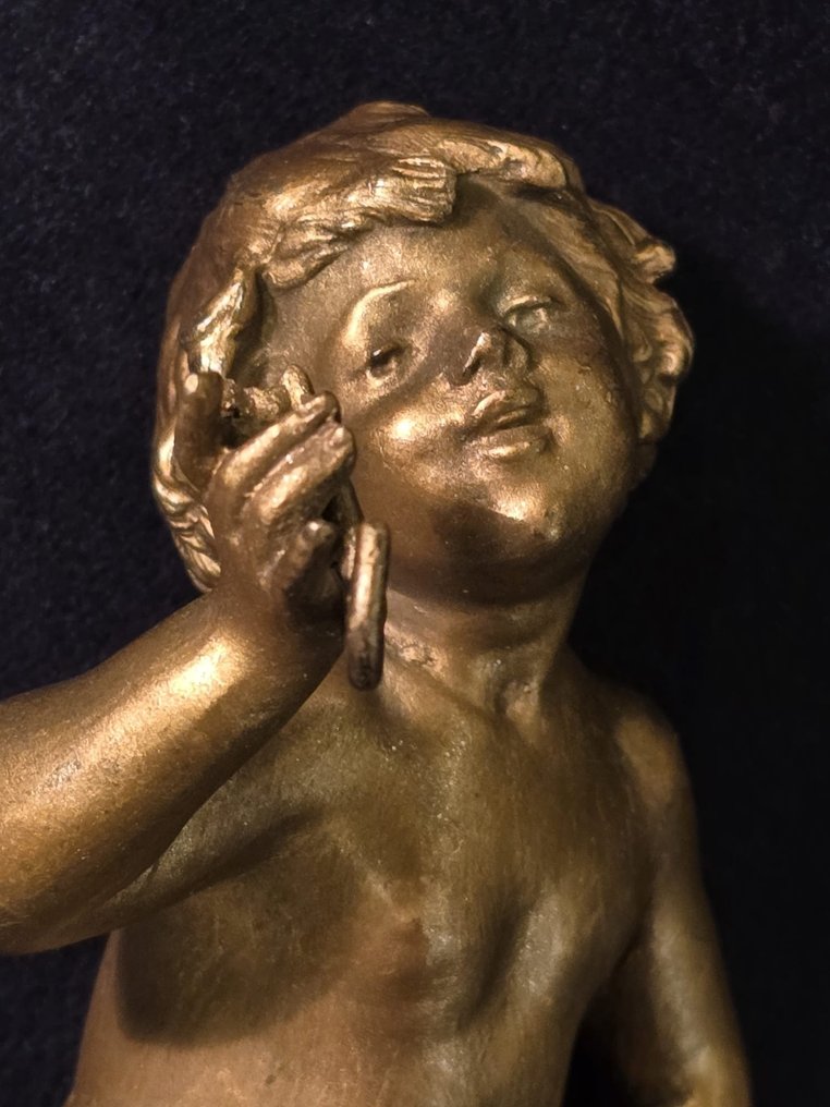 Scultura, Antico Angelo XIX - 19 cm - Metallo #2.1