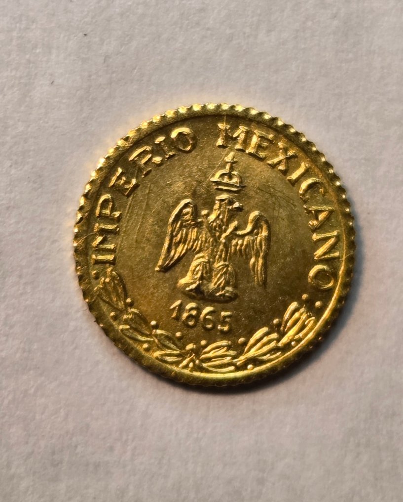 Mexico. La moneta un Peso "or fantaisie" di Massimiliano I del Messico, datato 1865  (No reserve price) #3.2