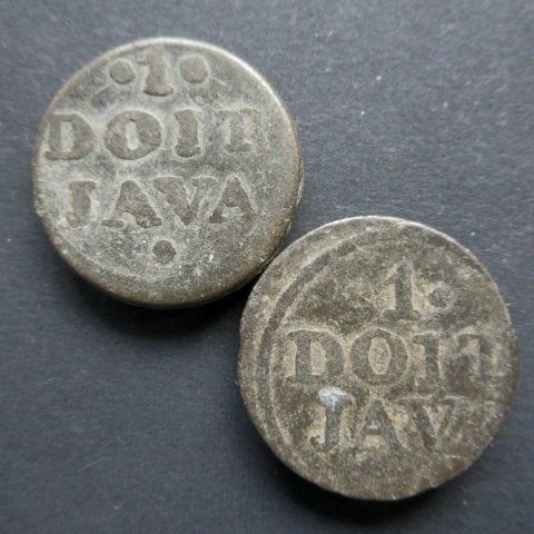 Netherlands East Indies, Java, British administration. Compleet Setje Tinnen Duiten 1813/1814 (2 Stuks)  (No reserve price) #1.0