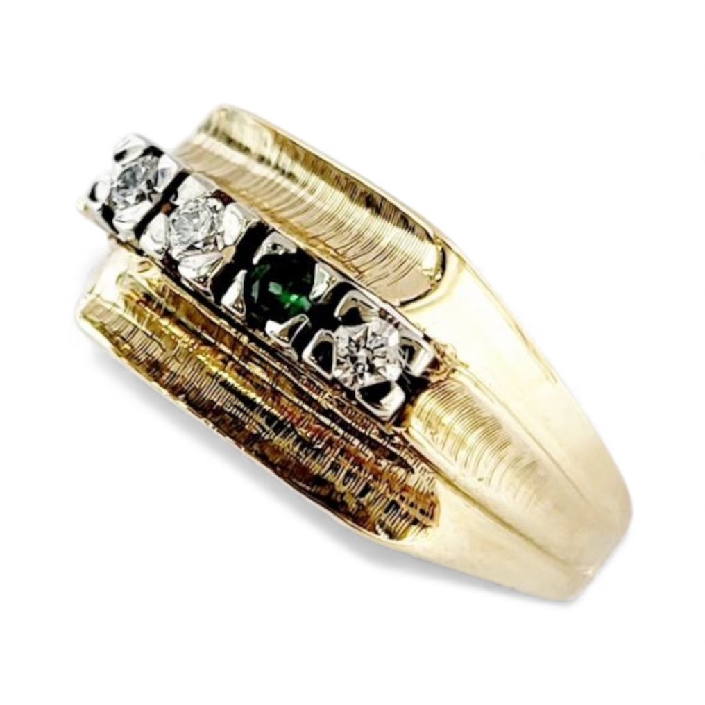 Δαχτυλίδι - 18 καράτια Κίτρινο χρυσό, Λευκός χρυσός -  0.20ct. tw. Σμαράγδι - Διαμάντι #2.1