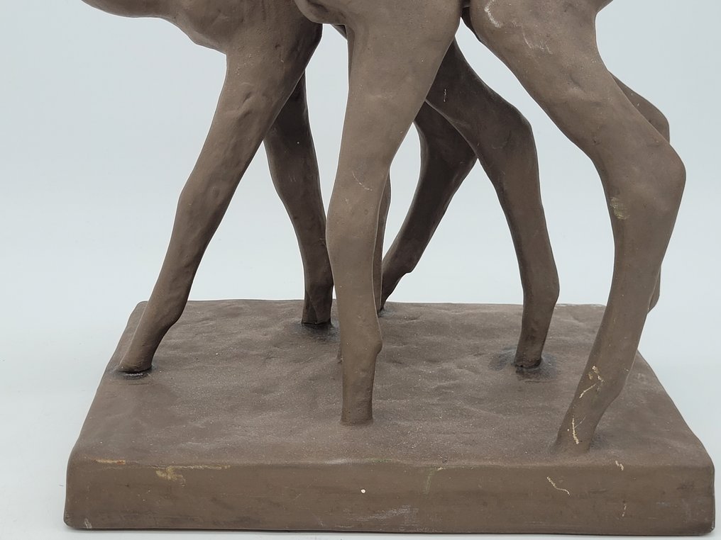 Else Bach – Rehgruppe („Bambi“) – Keramik / Majolika -Signiert - 雕刻, - - 33 cm - 陶瓷 #3.2
