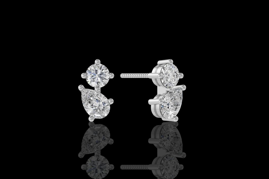 没有保留价 - 耳环 - 14K包金 白金 -  1.92ct. tw. 钻石 (实验室培育) - 钻石 #2.1