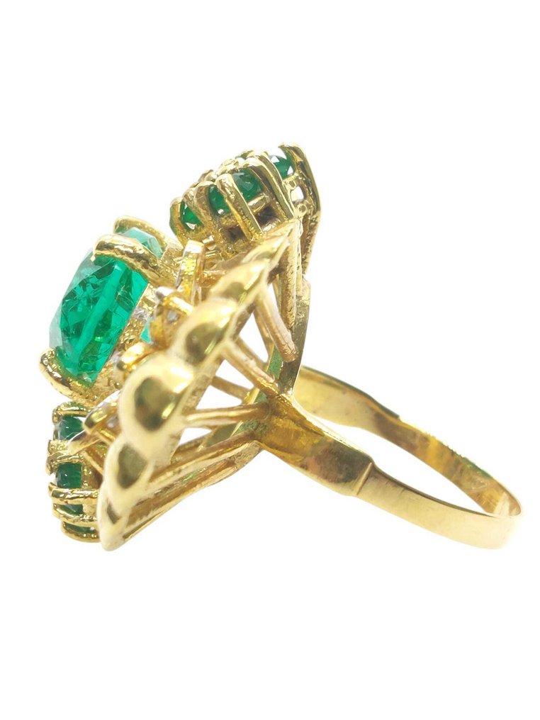 没有保留价 - 戒指 - 9 kt. 银, 黄金 祖母绿 - 混合宝石 #2.1