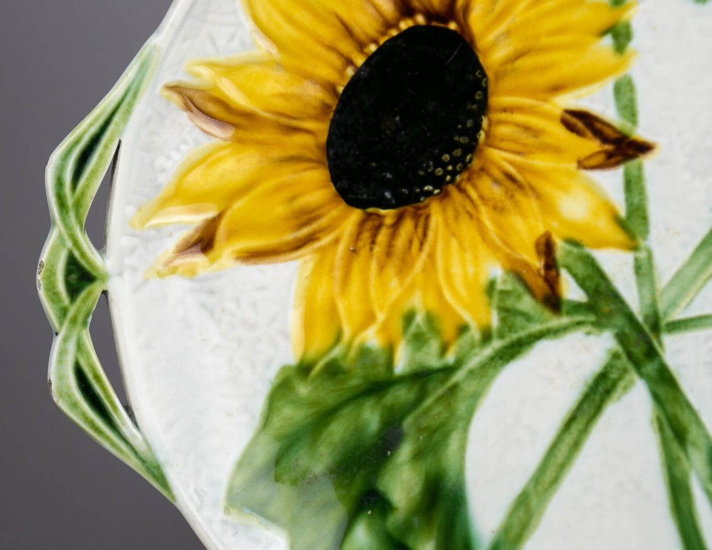 德国唯宝 - 充电器板 - 大型新艺术风格的陶瓷盘，装饰有“向日葵”。 - 陶瓷 #2.1