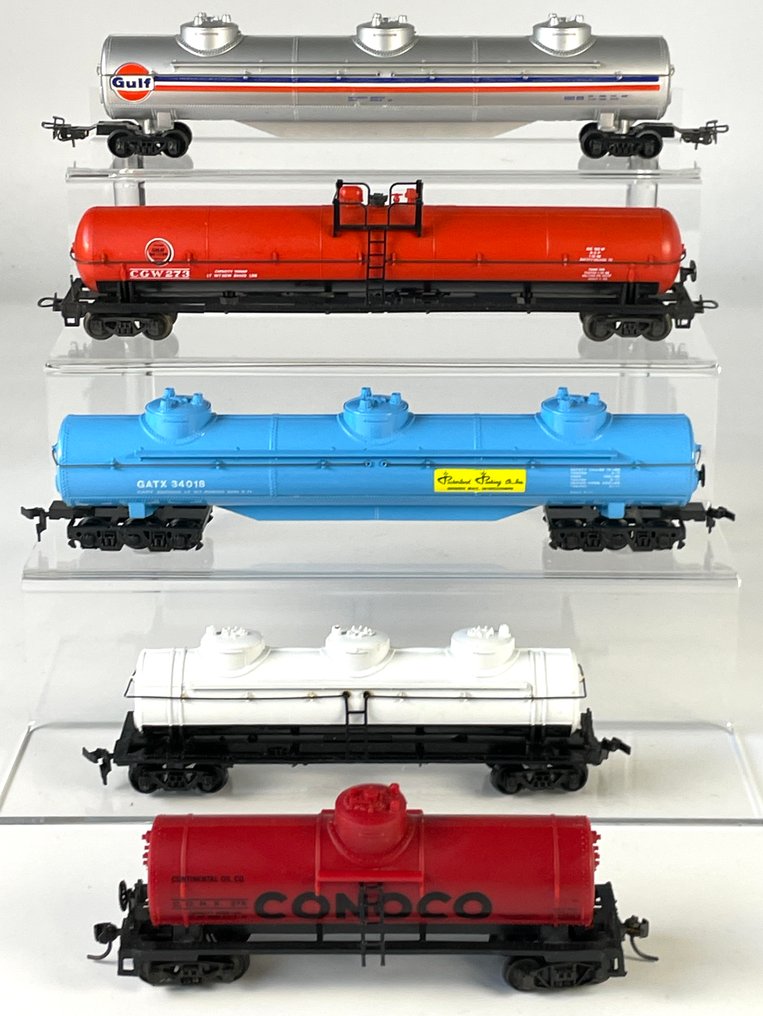 Bachmann, Mehano, overig H0 - Zestaw modeli wagonu towarowego (5) - Tankowce Gulf, Conoco, Packerland Packing, Great Western #1.0