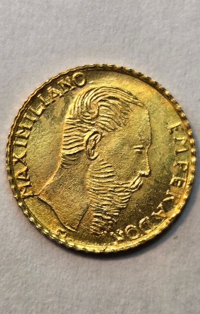 Mexico. La moneta un Peso "or fantaisie" di Massimiliano I del Messico, datato 1865  (No reserve price) #1.0