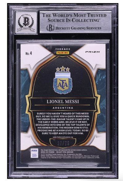 2022 Panini Select 萊納爾·梅西 #4 - Terrace Purple - Autograph HAND SIGNED - Beckett 10 - 1 Graded card #2.1