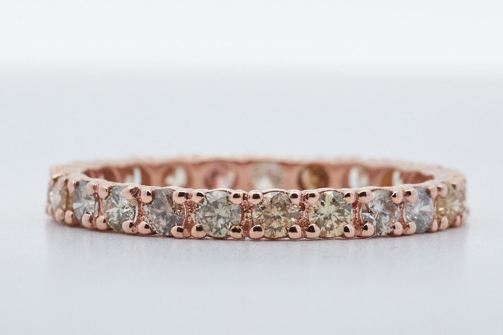 χωρίς τιμή ασφαλείας - Δαχτυλίδι - 14 καράτια Ροζ χρυσό -  1.10ct. tw. Διαμάντι (Φυσικού χρώματος) #1.0