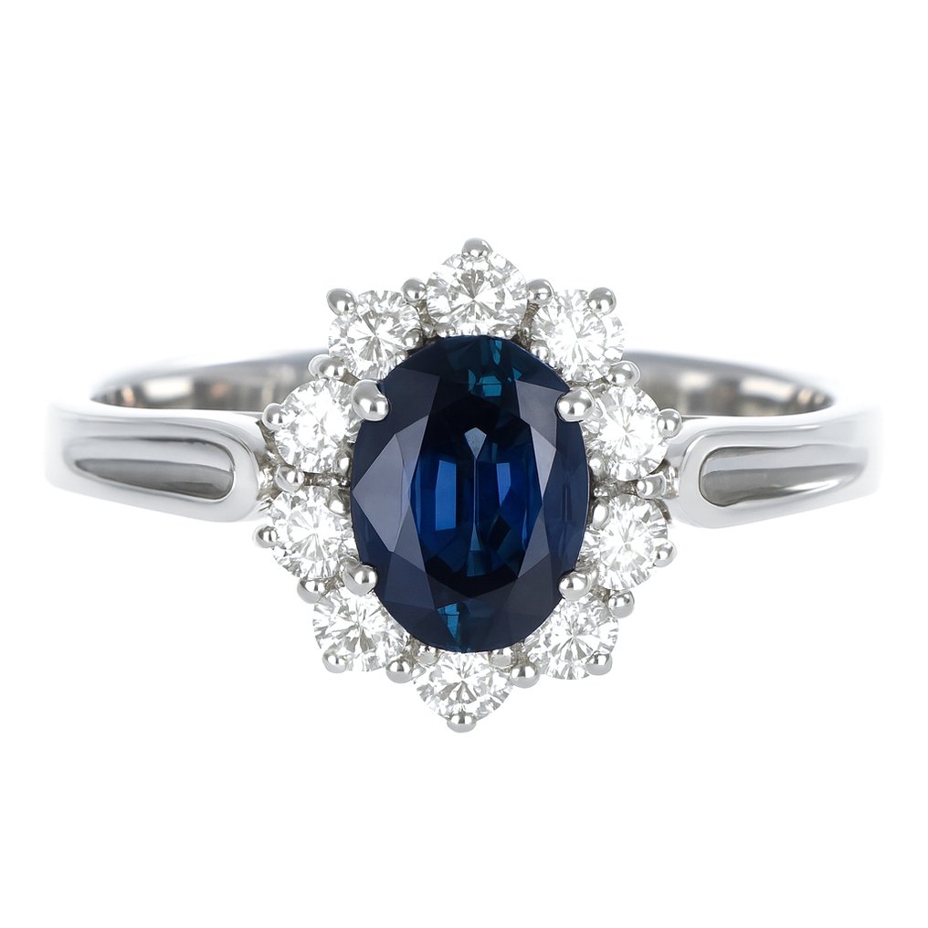 Δαχτυλίδι - 18 καράτια Λευκός χρυσός - 1.05ct. tw. Ζαφείρι - Διαμάντι #1.0