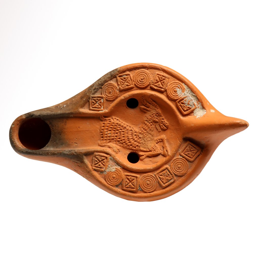 古羅馬 Terracotta 带山羊的油灯 #1.0