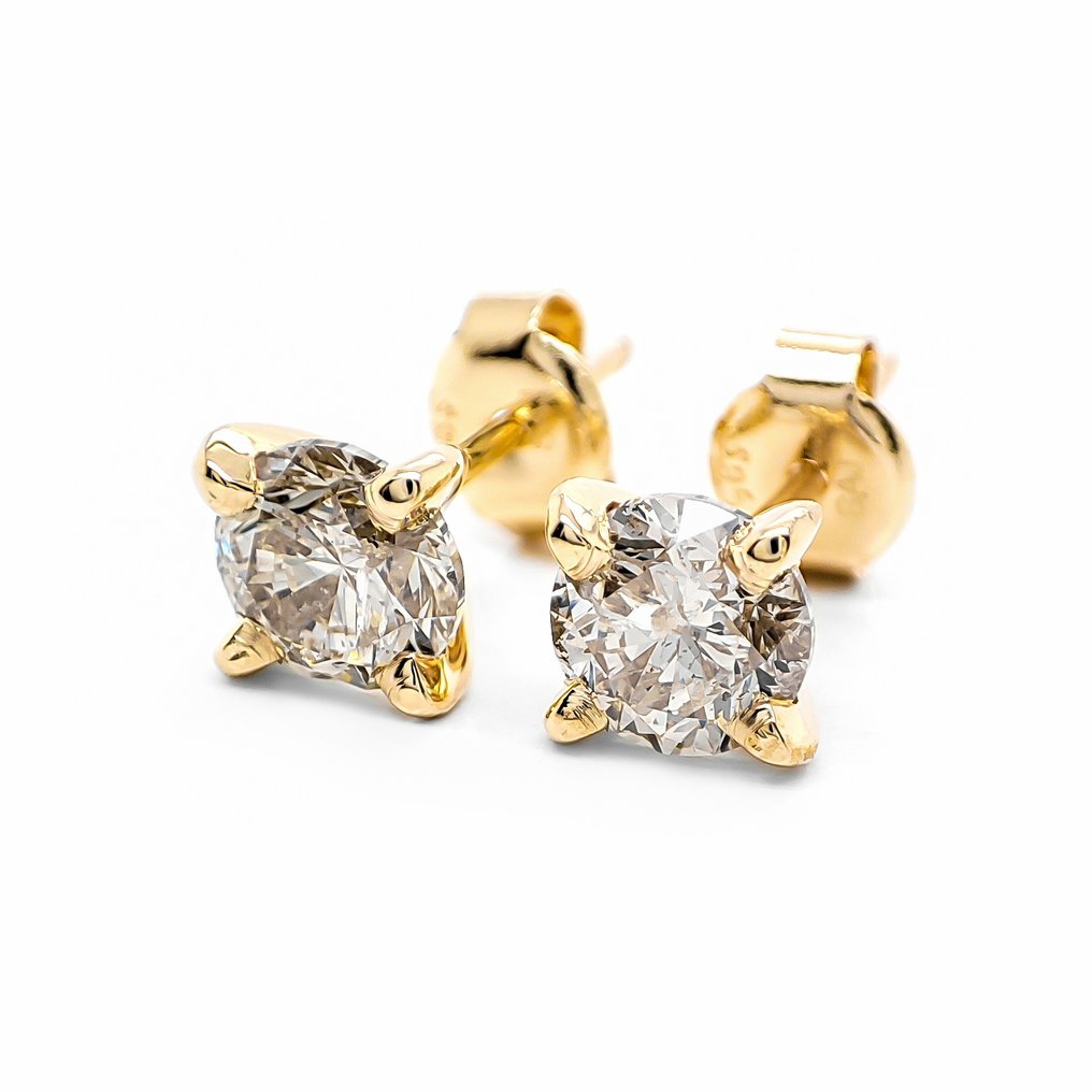 χωρίς τιμή ασφαλείας - Σκουλαρίκια - 14 καράτια Κίτρινο χρυσό -  1.44ct. tw. Διαμάντι (Φυσικού χρώματος) #1.0