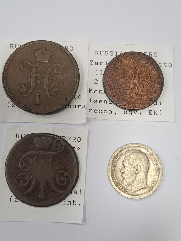 Rusland. Lot of 4 coins, incl. silver 50 Kopecks 1896, various denominations  (Zonder minimumprijs) #2.1