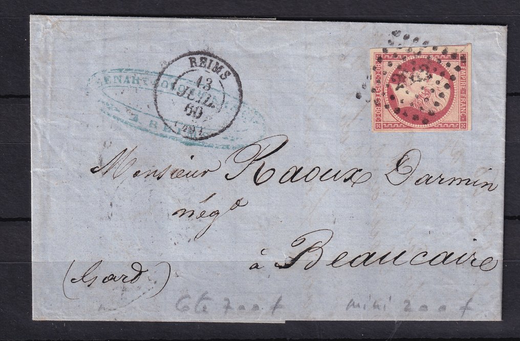 Francja 1860 - Wspaniały list do Beaucaire w Gard #1.0
