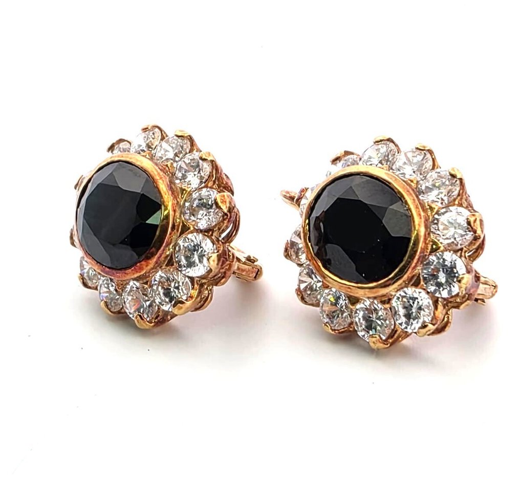 耳环 - 18K包金 黄金 -  8.60ct. tw. 蓝宝石 - 钻石 #2.1