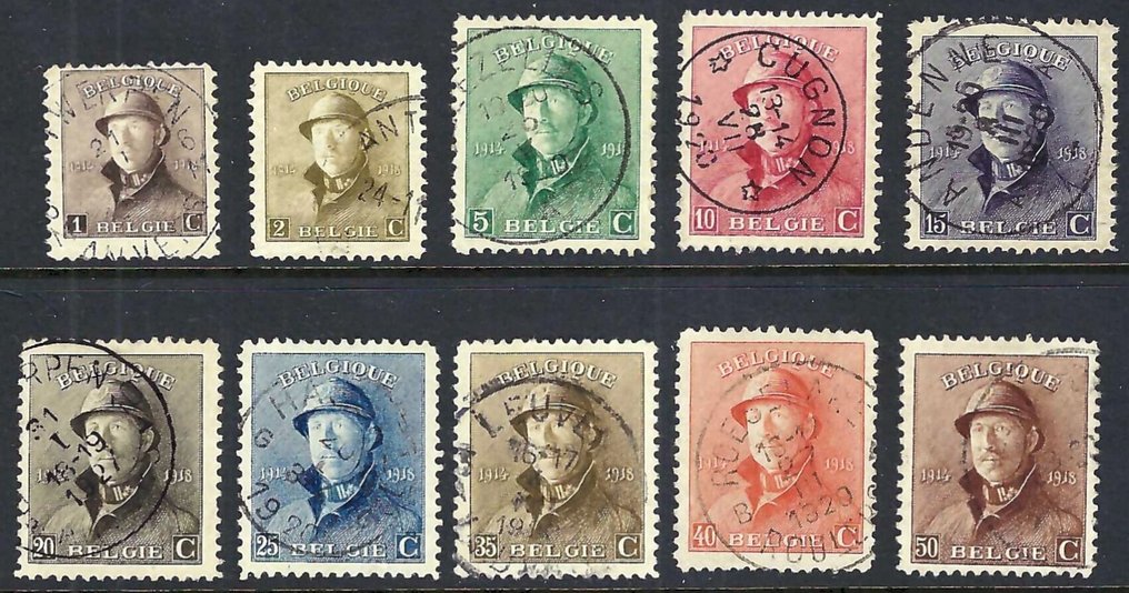 Belgium 1919 - Albert I 'With Helmet' Stamped -WITHOUT RESERVE PRICE- - OBP/COB 165/78 #1.0