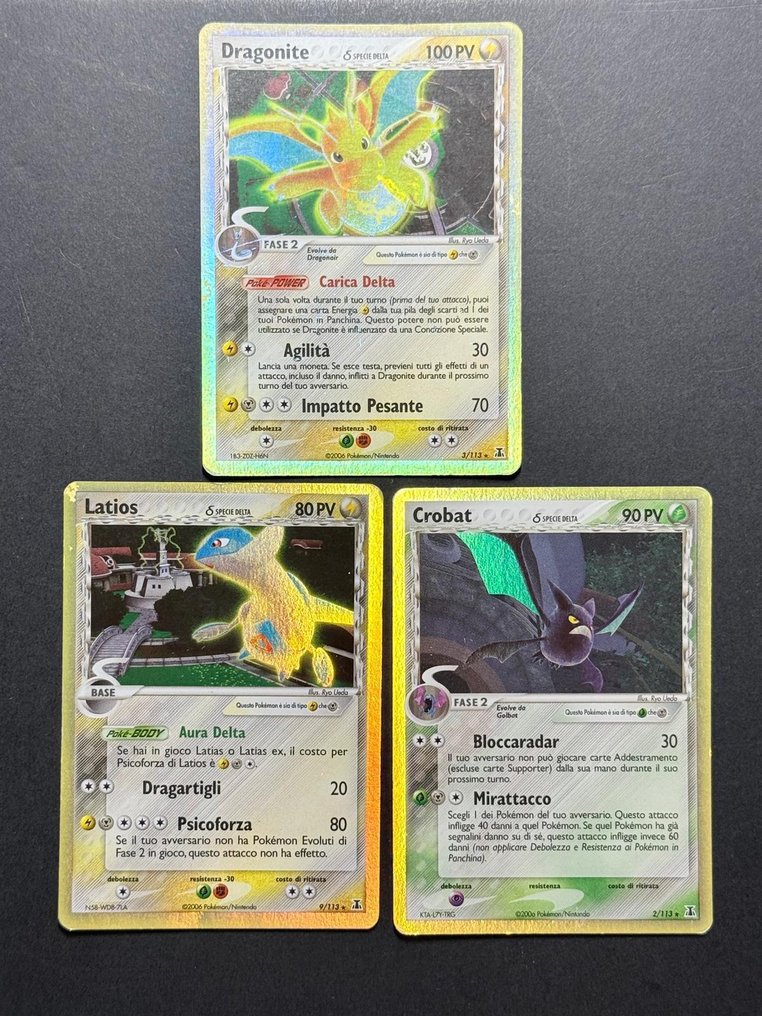 Pokémon - 3 Card - Dragoonite - Latios - Crobat - Ex : Delta Species Holo - EX - EX Delta Species #1.0