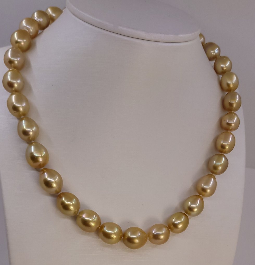 Collier - 14 carats Or jaune, Perles de mer du Sud d'un or profond certifiées PSL - 10,1x12,6 mm #4.3