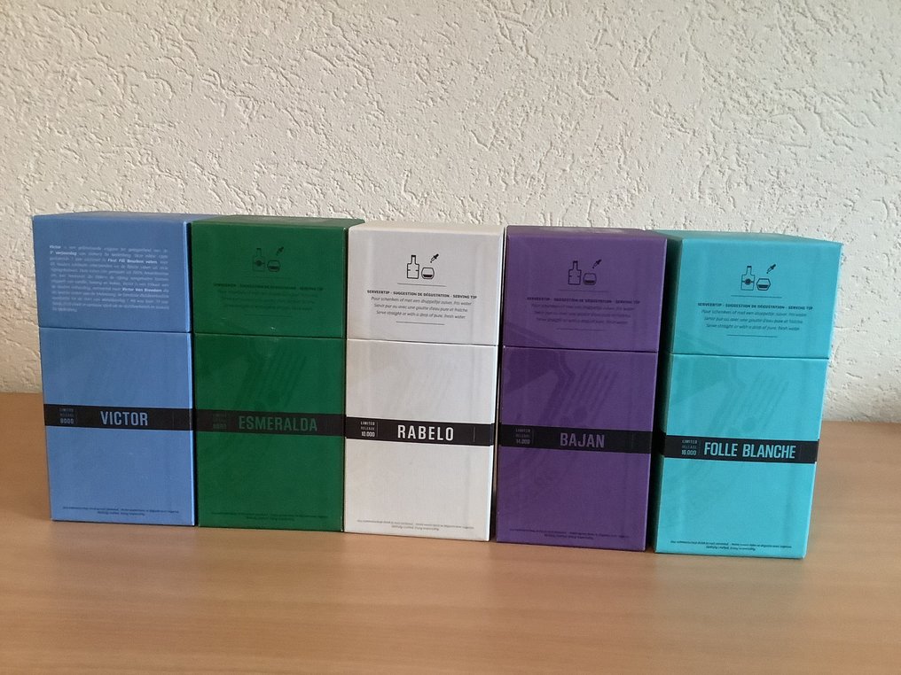 Gouden Carolus - Victor, Esmeralda, Rabelo, Bajan & Folle Blanche - 5th-9th Anniversary Edition 2018-2022 - Stokerij De Molenberg  - 50cl - 5 bottles #3.2