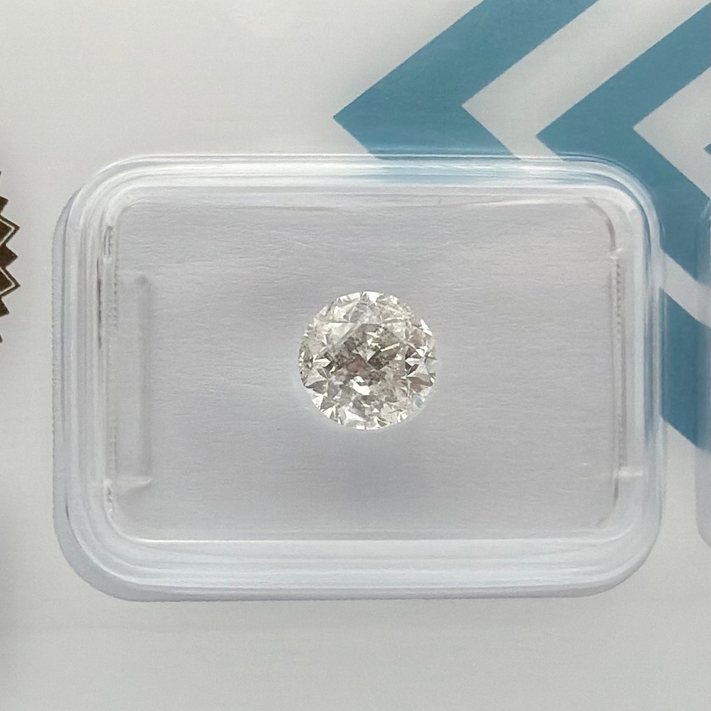 沒有保留價 - 1 pcs 鑽石 (天然) - 1.28 ct - 圓形 - H(次於白色的有色鑽石) - I2 - 國際寶石學院(International Gemological Institute (IGI)) #1.0