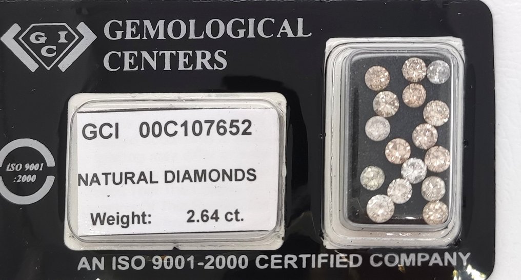 Sin precio de reserva - 16 pcs Diamante (Color natural) - 2.64 ct - Redondo - Fancy Amarillo Marrón - SI1, I1 - Gemological Center Israel (GCI) #3.2