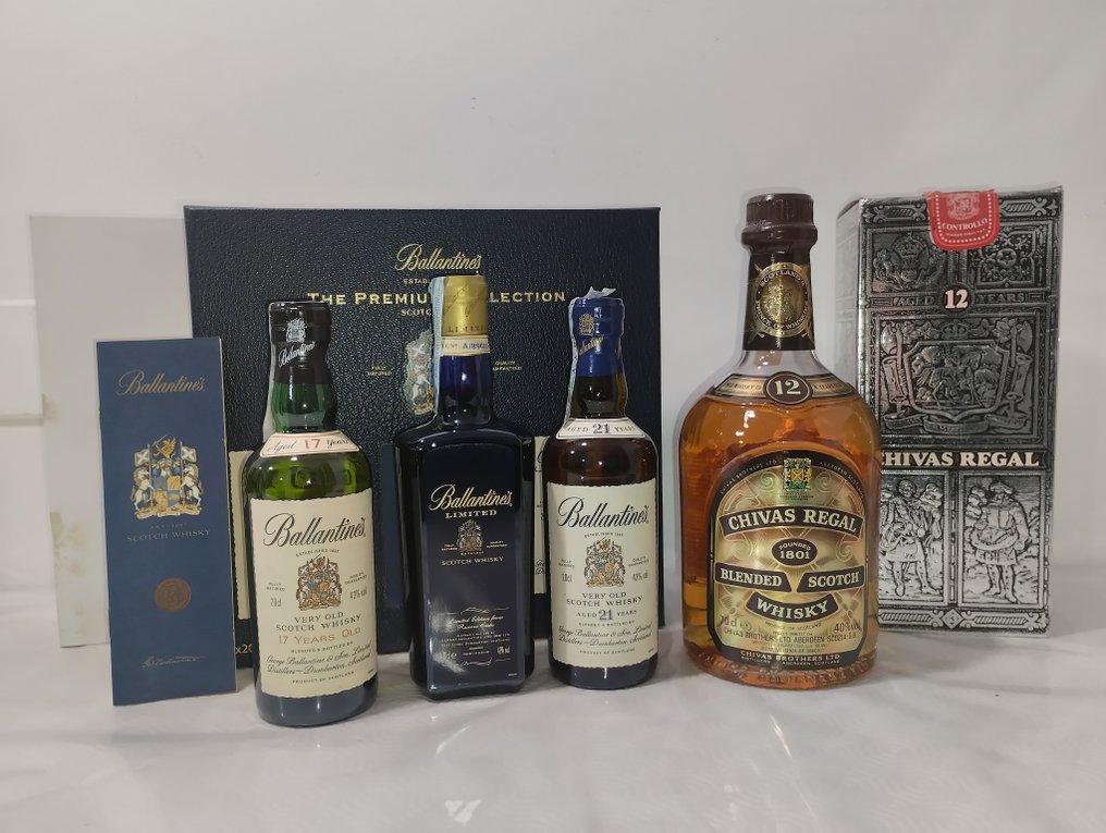 Ballantine's 17yo - Limited - 21yo Premium Collection + Chivas Regal 12yo  - 20 cl, 70 cl - 4 flaskor #1.0
