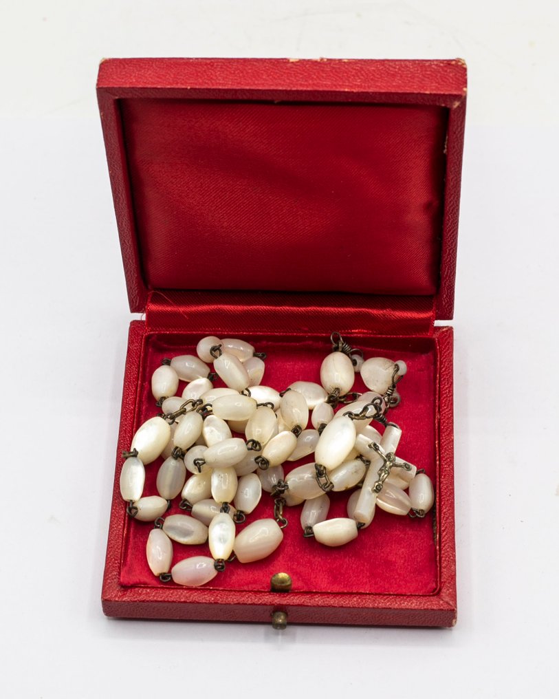  Rosary - Madreperla - 1940-1950 - Case with Papal coat of arms - Paul VI  #3.2