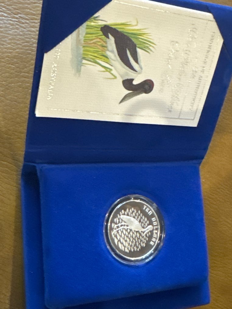 Australia. 10 Dollars 1991 - Jabiru- Birds of Australia - 20g with COA and BOX  (No reserve price) #1.0